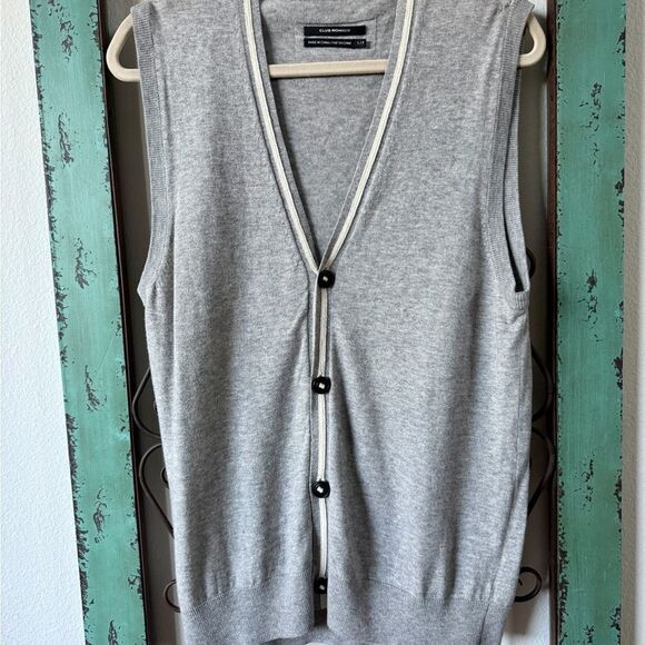 Club Monaco Cashmere Blend Sleeveless Cardigan Vest - Picture 2 of 8